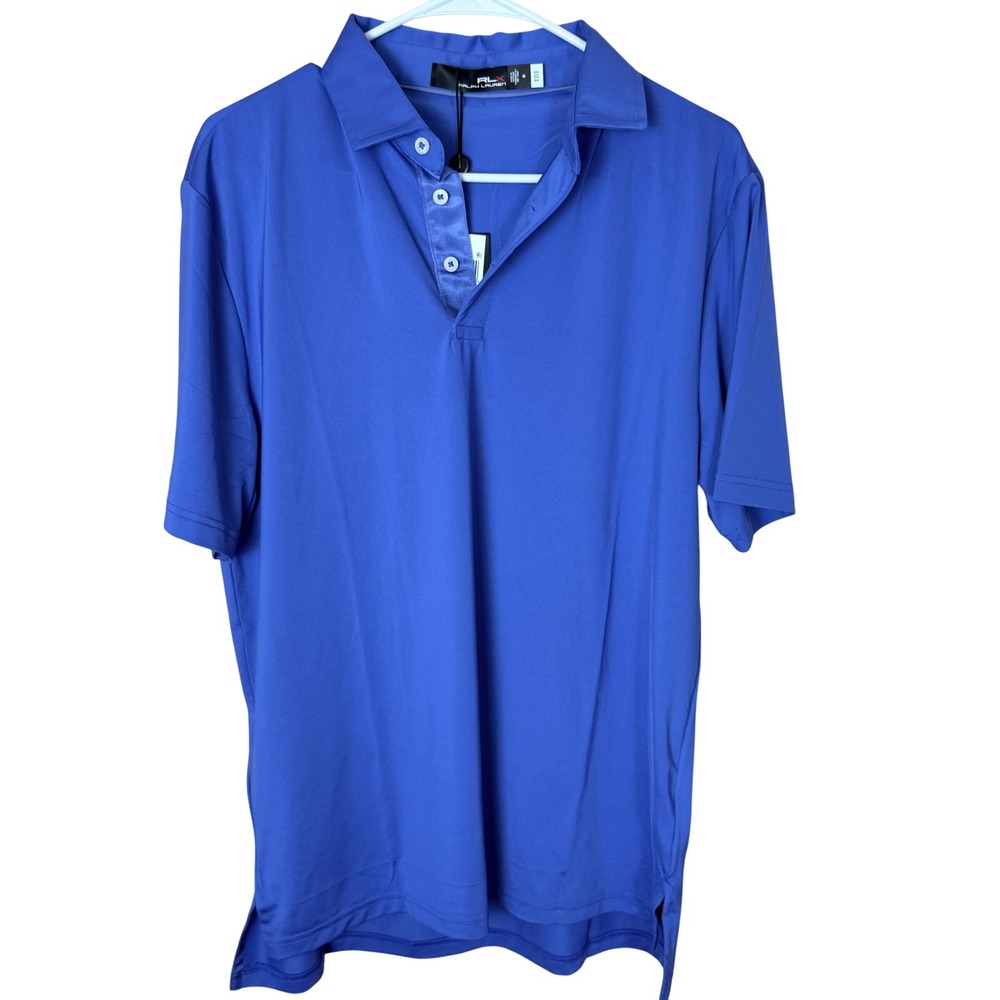 RLX Ralph Lauren Men Blue Golf Polo Shirt Short Sleeve Size M Recycled Polyester